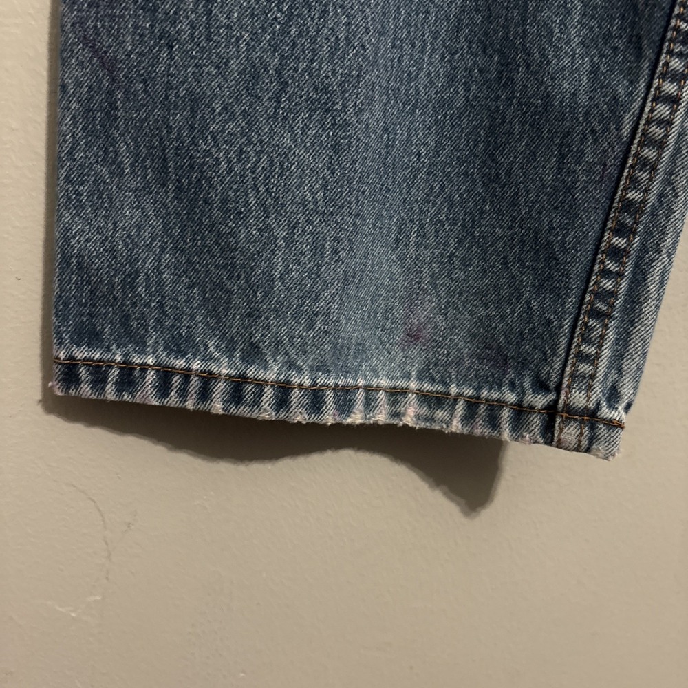 Levis 505 Blue Jeans Mens 36x34 Faded Light Wash Straight Work Pants - Picture 7 of 16